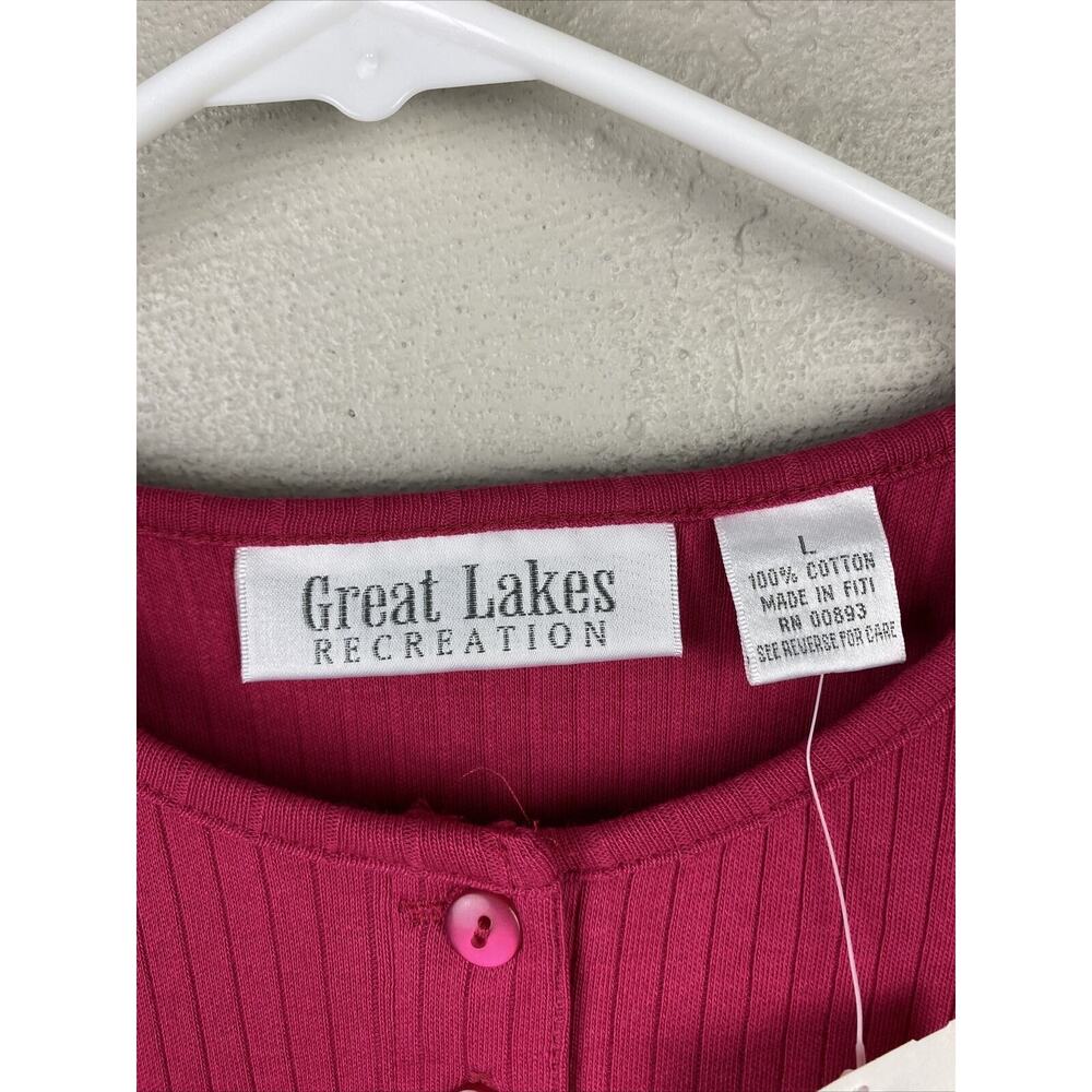 NEW Great Lakes Recreation Women’s Magenta Red Long Sleeve 1/2 Button Top Size L - Picture 5 of 7